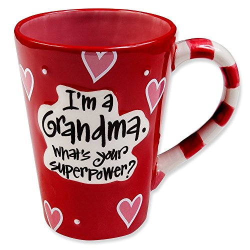 0761645189801 - I'M A GRANDMA, WHAT'S YOUR SUPER POWER, COFFEE MUG, 12 OZ. (RED WITH HEARTS)