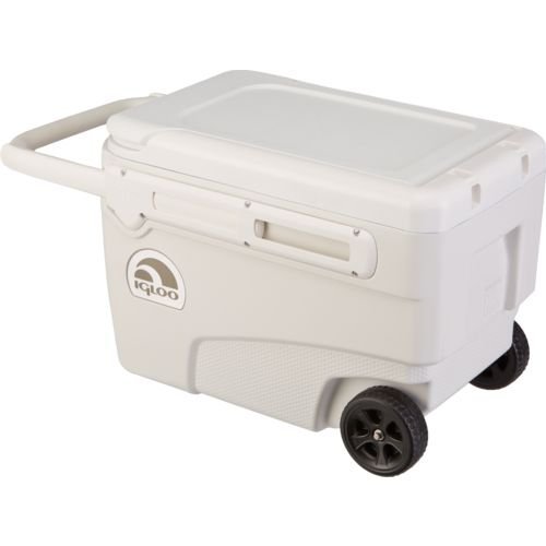 0761835208671 - IGLOO CONTOUR GLIDE 38 QUART COOLER WITH DURABLE WHEELS FOR EASY TRANSPORT, WHITE