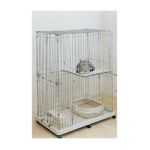 0762016421889 - 2-TIER WIRE CAT CAGE SMALL ANIMAL CAGE CAT TOWER PEC-902 SILEVER