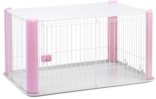 0762016446028 - IRIS USA DELUXE WIRE PET DOG PLAY PEN, LARGE, PINK