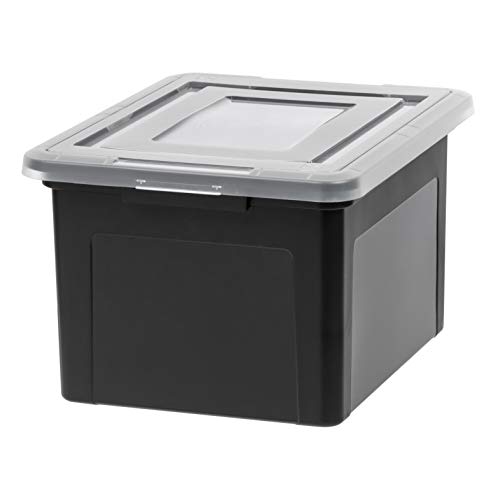 0762016494395 - IRIS USA LETTER & LEGAL SIZE PLASTIC STORAGE BIN TOTE ORGANIZING FILE BOX WITH DURABLE AND SECURE LATCHING LID, STACKABLE AND NESTABLE, 4 PACK, CLEAR