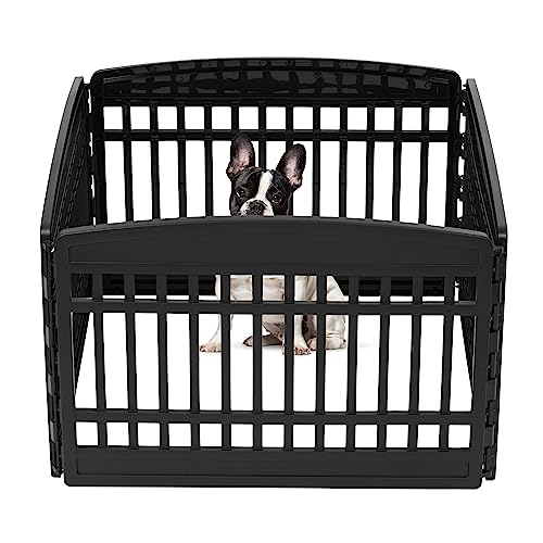 0762016498270 - IRIS USA 24 EXERCISE 4-PANEL PET PLAYPEN, DOG PLAYPEN, PUPPY PLAYPEN, FOR PUPPIES AND SMALL DOGS, KEEP PETS SECURE, EASY ASSEMBLE, FOLD IT DOWN, EASY STORING, CUSTOMIZABLE, BLACK