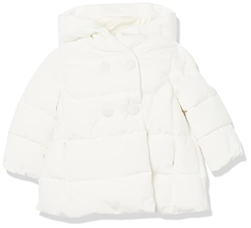 7620207867430 - GUESS BABY GIRLS STRETCH VELVET HOODED QUILTED PUFFER JACKET, SALT WHITE, 0/3M