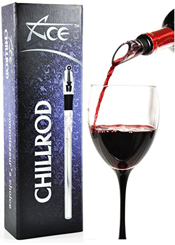 0762047153278 - ACE CHILLER ROD - KEEP PRE-CHILLED WINE COOLER WITHOUT DILUTION. 4-IN-1 CHILL SYSTEM:DUAL CHAMBER AERATOR, STAINLESS STEEL STICK, BOTTLE STOPPER AND DRIP FREE POURER. ACCESSORIES COME IN EVA GIFT CASE