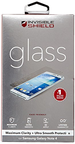 0762047774749 - ZAGG INVISIBLE SHIELD GLASS SCREEN PROTECTOR FOR SAMSUNG GALAXY NOTE 4 - RETAIL PACKAGING - TRANSPARENT