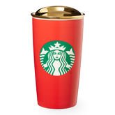 0762111084088 - STARBUCKS HOLIDAY RED & GOLD DOUBLE WALL TRAVELER, 12 FL OZ