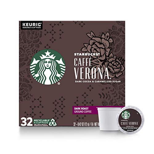 0762111261670 - STARBUCKS DARK ROAST K-CUP COFFEE PODS - CAFFÈ VERONA FOR KEURIG BREWERS - 1 BOX (32 PODS)
