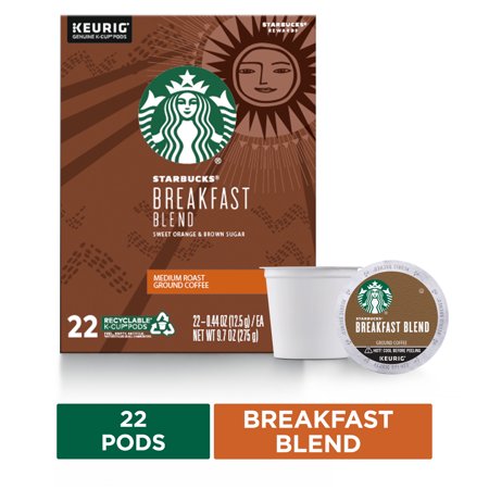 0762111301833 - STARBUCKS MEDIUM ROAST K-CUP COFFEE PODS — BREAKFAST BLEND FOR KEURIG BREWERS — 1 BOX (22 PODS)