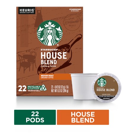 0762111301840 - STARBUCKS HOUSE BLEND MEDIUM ROAST SINGLE CUP COFFEE FOR KEURIG BREWERS BOX OF 22 K-CUP PODS