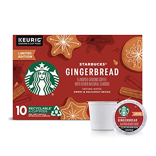 0762111442215 - STARBUCKS FLAVORED COFFEE K-CUP PODS — GINGERBREAD FOR KEURIG BREWERS — HOLIDAY LIMITED EDITION — 1 BOX (10 PODS)