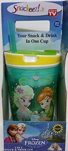 0762137175326 - SNACKEEZ JR IN GREEN ~ DISNEY ELSA & ANNA (2 IN 1 SNACK AND DRINK IN ONE CUP)
