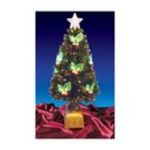 0762152199178 - 3 PRE-LIT LED COLOR CHANGING FIBER OPTIC CHRISTMAS TREE WITH HOLLY BERRIES