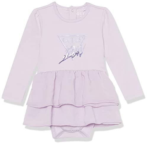 7621826380249 - GUESS BABY GIRL LONG SLEEVE JERSEY KNIT BODYSUIT WITH CHIFFON SKIRT, NEW LIGHT LILAC, 3/6M