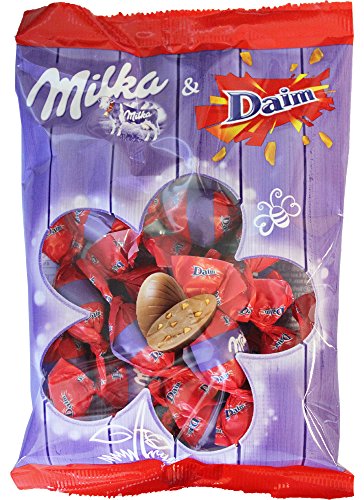 7622210386243 - MILKA - INDIVIDUALLY WRAPPED MILK CHOCOLATE CANDIES FILLED WITH DAIM CANDY PIECES (86G)