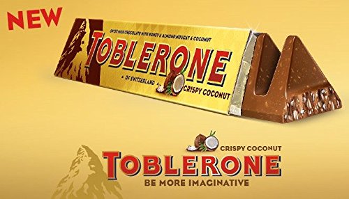 7622210477965 - TOBLERONE CRISPY COCONUT, GIANT LIMITED EDITION, 4 PIECES WITH EACH 360 GRAMS, SWITZERLAND, TOTAL 1.4 KILOGRAMS