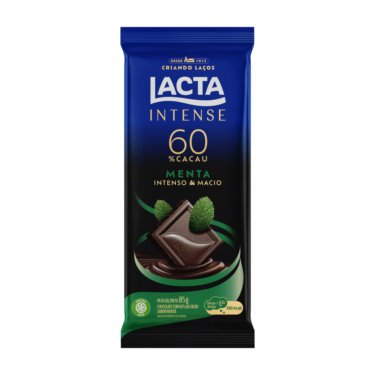 7622210689795 - CHOCOLATE 60% CACAU MENTA LACTA INTENSE PACOTE 85G