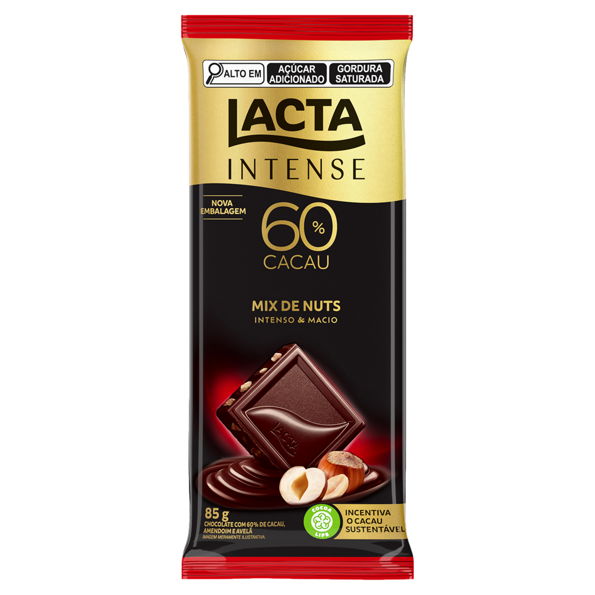 7622210732316 - CHOCOLATE 60% CACAU MIX DE NUTS LACTA INTENSE PACOTE 85G