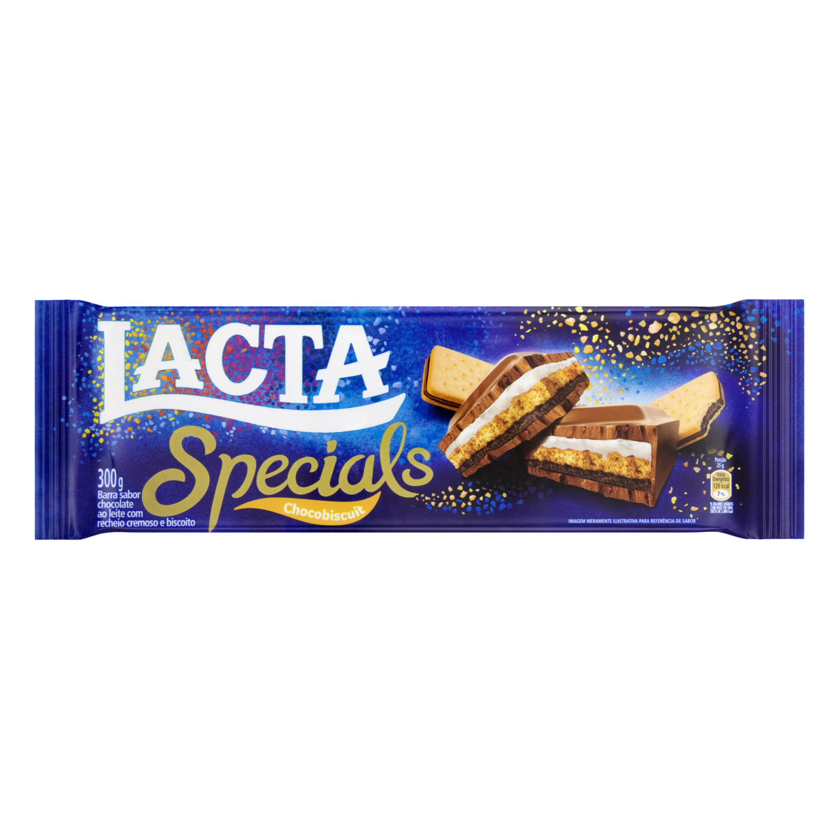 7622210845658 - CHOCOLATE AO LEITE CHOCOBISCUIT LACTA SPECIALS PACOTE 300G