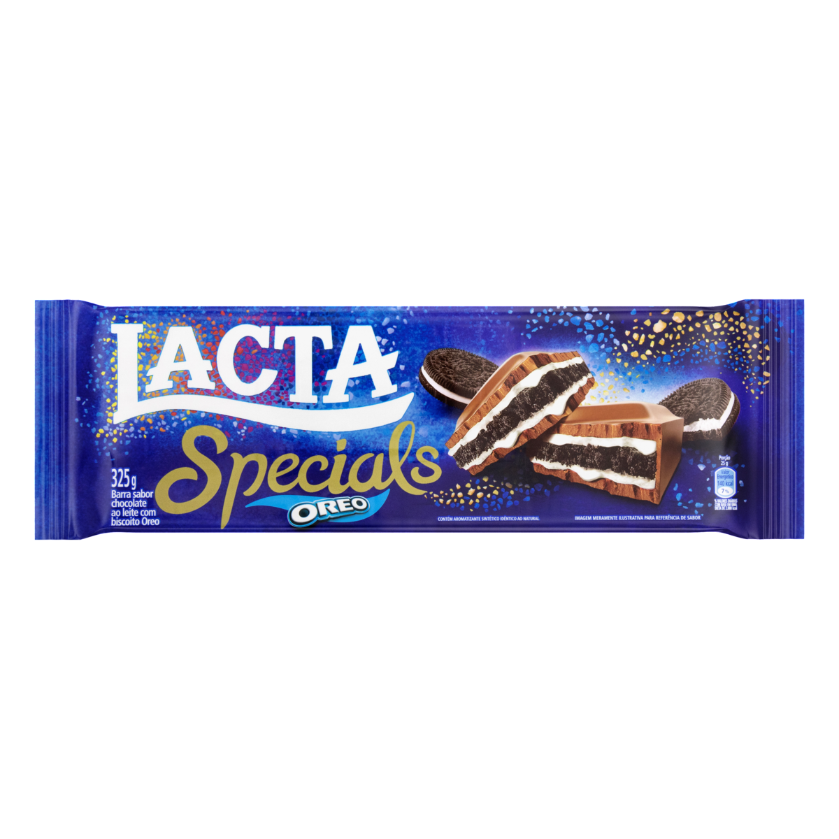 7622210845672 - CHOCOLATE AO LEITE COM BISCOITO OREO LACTA SPECIALS PACOTE 325G