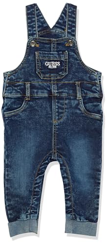 7622336656978 - GUESS BABY BOYS COTTON STRETCH DENIM EFFECT OVERALLS, BLUE