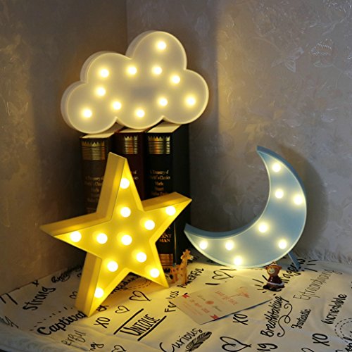 7625682347163 - DECORATIVE LED CRESCENT MOON, STAR, CLOUD MARQUEE SIGN -MOON, STAR, CLOUD MARQUEE LETTERS LED LIGHTS - NURSERY NIGHT LAMP GIFT FOR CHILDREN