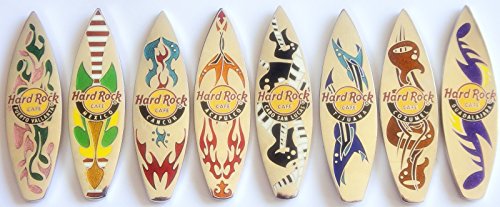 0762758094730 - 2006 MEXICO CHROME SURFBOARD SERIES SET OF 8 PINS MULTI-COLORED NOTES HARD ROCK CAFE