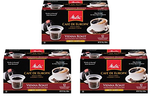 0762770492002 - MELITTA SINGLE CUP COFFEE FOR K-CUP BREWERS, CAFE DE EUROPA 12 COUNT (PACK OF 3) (VIENNA ROAST)