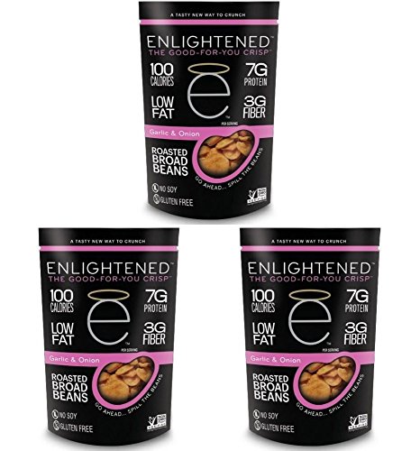 0762770492194 - ENLIGHTENED ROASTED FAVA BROAD BEANS THE GOOD-FOR-YOU CRISP (PACK OF 3) (GARLIC & ONION)