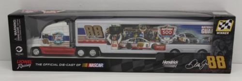 0076281559698 - DALE EARNHARDT JR #88 2X 2 TIME DAYTONA 500 WINNER HAULER TRAILER SEMI TRACTOR RIG TRUCK CAB 1/64 SCALE DIECAST ACTION RACING COLLECTABLES ARC LIMITED EDITION METAL CAB, PLASTIC TRAILER