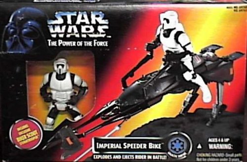 0076281697659 - STAR WARS POWER OF THE FORCE IMPERIAL SPEEDER BIKE WITH BIKER SCOUT ACTION FIGURE