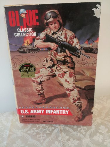 0076281813561 - HASBRO YEAR 1996 LIMITED EDITION G.I. JOE CLASSIC COLLECTION SERIES 12 INCH TALL SOLDIER ACTION FIGURE - U.S. ARMY INFANTRY (AFRICAN AMERICAN VERSION) WITH DESERT CAMOUFLAGE, FRITZ KEVLAR HELMET WITH COVER, DESERT BOOTS, EQUIPMENT BELT, POUCHES, ENTREN