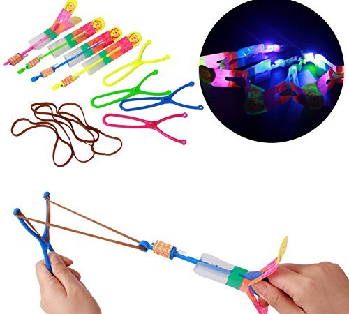 0762931827742 - 12 PIECES LARGE SIZE AMAZING LED LIGHT SLINGSHOT ARROW ROCKET HELICOPTER FLYING TOY PARTY FUN GIFT ELASTIC
