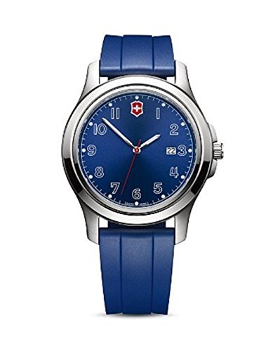 7630000715036 - VICTORINOX SWISS ARMY GARRISON ELEGANCE DATE WATCH 40MM CASE BLUE DIAL AND RUBBE