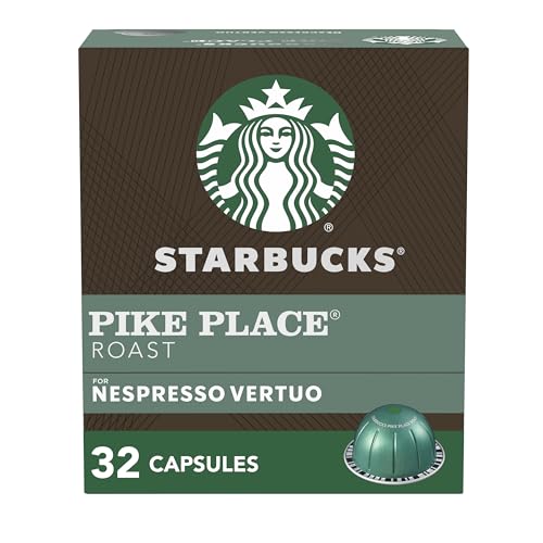 7630311532032 - STARBUCKS COFFEE CAPSULES FOR NESPRESSO VERTUO MACHINES — MEDIUM ROAST PIKE PLACE ROAST — 4 BOXES (32 COFFEE PODS TOTAL)