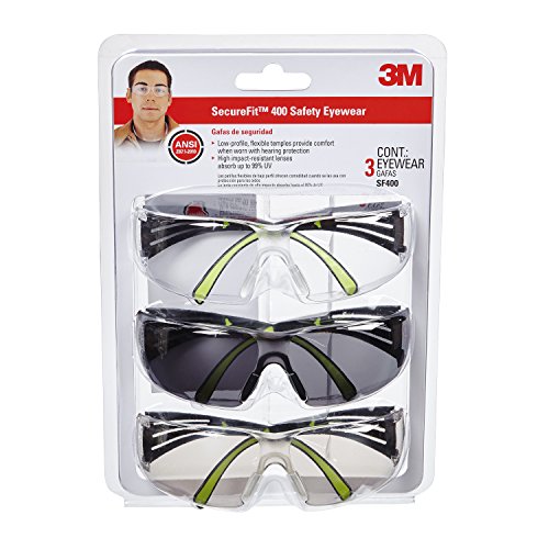 0076308724016 - 3M SECURE-FIT 400 ANTI-FOG EYE PROTECTION GLASSES, MULTI-PACK (3 PACK)