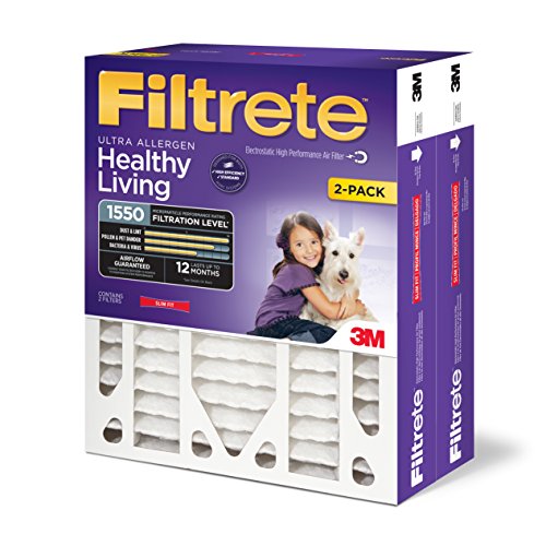 0076308871154 - FILTRETE HEALTHY LIVING ULTRA ALLERGEN DEEP PLEAT FILTER, MPR 1550, 20-INCH X 25-INCH X 4-INCH (3 3/4-INCH ACTUAL DEPTH), 2-PACK
