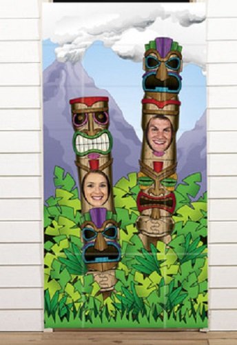 0763247266997 - FUN EXPRESS EDUCATIONAL PRODUCTS - PLASTIC TIKI TOTEM POLE PHOTO DOOR BANNER LUAU PARTY DECORATION