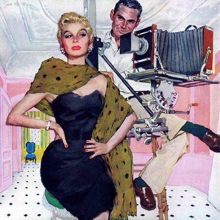 0763250521939 - MODEL WIFE BY JOE DE MERS PAINTING PRINT ON WRAPPED CANVAS - SIZE: 18 H X 18 W X 1.5 D
