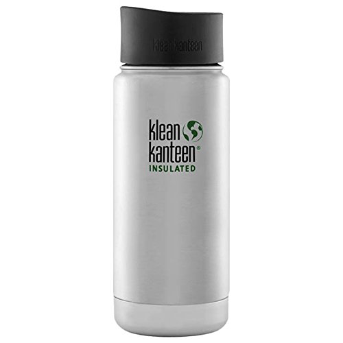 0763332032582 - KLEAN KANTEEN WIDE INSULATED WATER BOTTLE, 12 FLUID OUNCES WITH CAFE CAP 2.0 - BRUSHED STAINLESS STEEL, 16-OUNCE