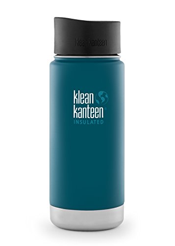 0763332032612 - KLEAN KANTEEN WIDE INSULATED WATER BOTTLE, 12 FLUID OUNCES WITH CAFE CAP 2.0 - NEPTUNE BLUE, 16-OUNCE