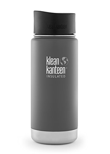 0763332032650 - KLEAN KANTEEN WIDE INSULATED WATER BOTTLE, 12 FLUID OUNCES WITH CAFE CAP 2.0 - GREY, 16-OUNCE