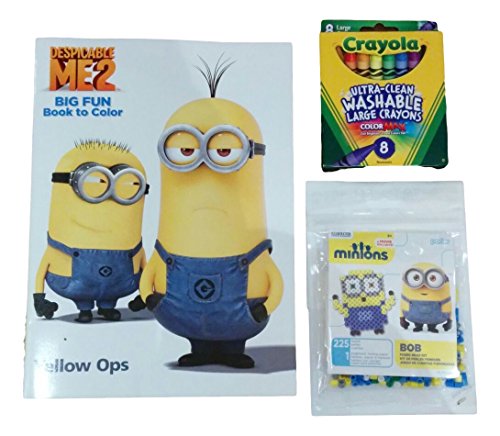 0763366899694 - NEW MINION DESPICABLE ME 2 BIG FUN BOOK TO COLOR, MINIONS BOB FUSED IRON BEAD KIT AND CRAYOLA ULTRA-CLEAN WASHABLE LARGE CRAYONS