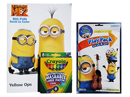 0763366899724 - NEW MINION DESPICABLE ME 2 BIG FUN BOOK TO COLOR ACTIVITY SET WITH MINIONS PLAY PACK GRAB AND GO WITH STICKERS AND CRAYOLA ULTRA-CLEAN WASHABLE LARGE CRAYONS