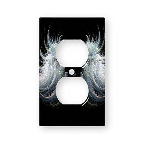 0763366919552 - ANGEL WINGS FEATHERY FLOW - AC OUTLET DECOR WALL PLATE COVER METAL