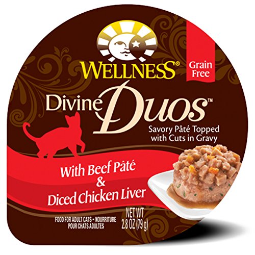0076344090441 - WELLNESS DIVINE DUOS NATURAL GRAIN FREE WET CAT FOOD, BEEF & DICED CHICKEN LIVER RECIPE, 2.8-OUNCE (VALUE PACK OF 24)