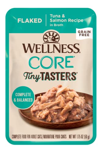 0076344161202 - WELLNESS CORE TINY TASTERS WET CAT FOOD, MINCED TUNA & SALMON IN GRAVY, 1.75 OUNCE POUCH (PACK OF 12)