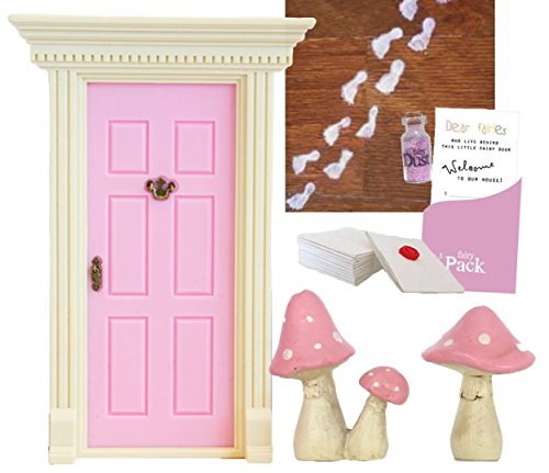 0763598976538 - 'LIL FAIRY DOOR LIGHT PINK MAGICAL STARTER PACK - INCLUDES FAIRY DOOR, SPARKLY FAIRY DUST, NOTES & A LETTER TO THE FAIRIES, ENCHANTING MUSHROOMS AND GLITTER FAIRY FOOTPRINT STENCIL