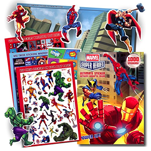 0763769351959 - MARVEL SUPER HEROES STICKERS COLORING & ACTIVITY BOOK WITH POP ART REWARD STICKER ~ OVER 1000 SUPER HERO STICKERS ~ CAPTAIN AMERICA, IRON MAN, HULK, THOR, WOLVERINE, SPIDERMAN, BLACK WIDOW, AND MORE!