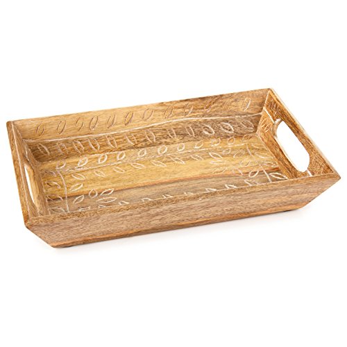 0763795062836 - HALLMARK HOME DECOR CARVED VINES WOODEN HANDLED TRAY