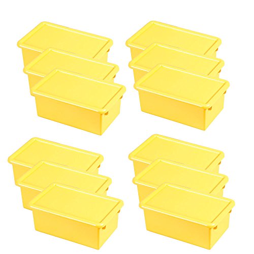 0763960508145 - ECR4KIDS STACK AND STORE TUBS WITH LIDS (12 PACK), YELLOW